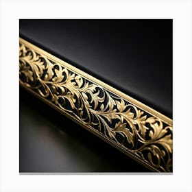 Bright Gold Metallic Border Smooth Texture Intricate Filigree Patterns Glinting Under Soft Diffu (1) Canvas Print