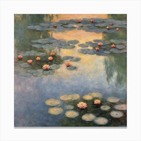 Water Lilies Setting Sun, Claude Monet Art Print (2) Canvas Print