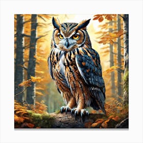Owl In The Forest 220 Canvas Print