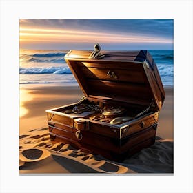 Treasure Chest On The Beach Canvas Print