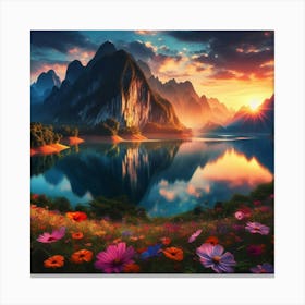 Flowers In The Mountains Canvas Print