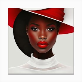 Black Woman In Red Hat Canvas Print