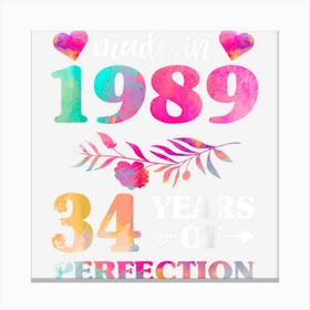 34th Birthday Shirts For Women Canvas Print