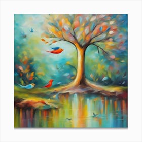 Tree With Birds Canvas Print