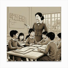 Teacher In Classroom Canvas Print