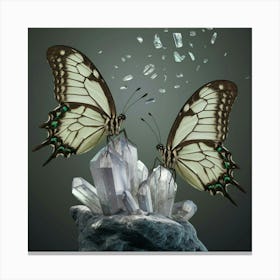 Butterflies On Crystals Canvas Print