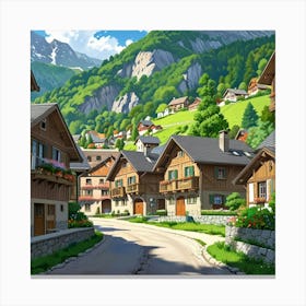 Village In The Mountains 4 Canvas Print