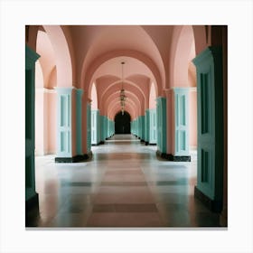 Pink Hallway - Hallway Stock Videos & Royalty-Free Footage Canvas Print