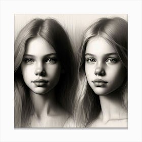 Portrait Of Two Girls Canvas Print