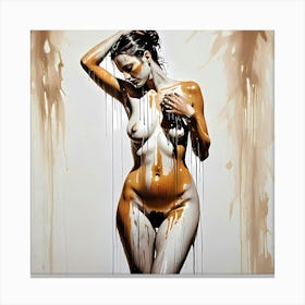 Purification of the Soul: A Naked Woman Showering Her Soul Canvas Print