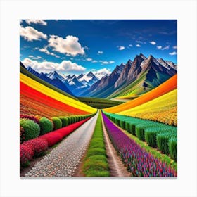 Colorful Flowers In The Mountains Canvas Print