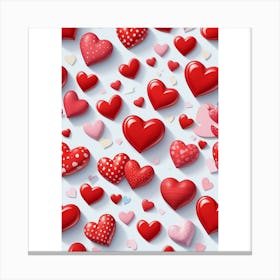 Hearts On A White Background Canvas Print