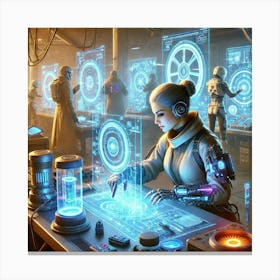 A Sci Fi Scene Showcasing Saren Deyra Tech Innovator Canvas Print