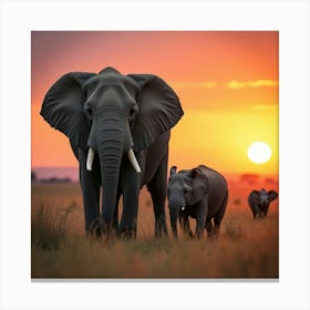 Elephants At Sunset Toile