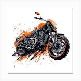 Orange Motorcycle.Generated AI. Wall Art Print Canvas Print