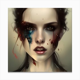 Sexy Girl With Bloody Face Canvas Print