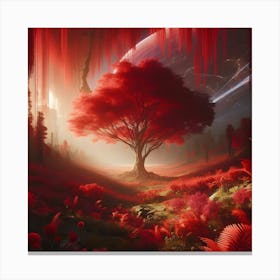 Red Tree In The Forest 1 Canvas Print