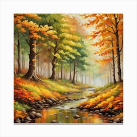 Forest In Autumn In Minimalist Style Square Composition 64 Canvas Print