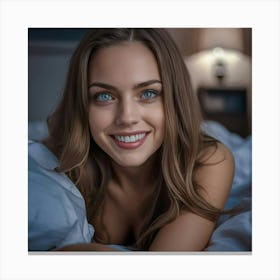 Beautiful Young Woman In Bed Canvas Print