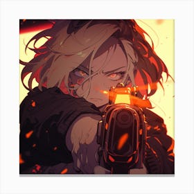 Anime Girl Holding A Gun 2 Canvas Print