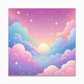 Sky With Twinkling Stars In Pastel Colors Square Composition 303 Canvas Print