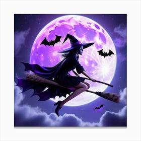 Witch On A Broom 2 Canvas Print