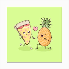 Pineapple Pizza Love Square Canvas Print