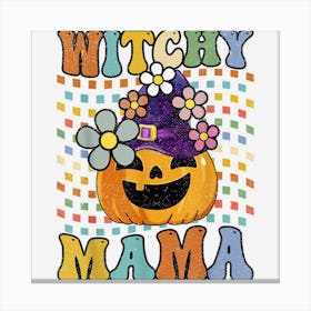 Witchy Mama Retro Groovy Halloween 70s 80s Mom Witch Costume Canvas Print