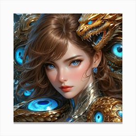 Girl With A Dragon bn Canvas Print