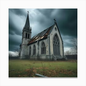 Dark Church Under Stormy Sky Canvas Print