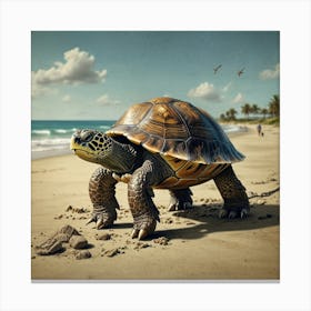 Turtle On The Beach 1 Canvas Print