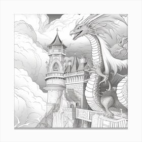 Dragon And Castle Canvas Print