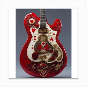 Heartstrings Monarchy: Queen of Hearts Guitar Elegance (12) Canvas Print