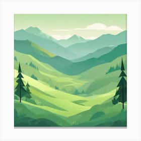 Misty mountains background in green tone 175 Canvas Print