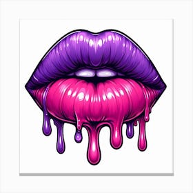 Plump lips drippy kiss 3 Canvas Print
