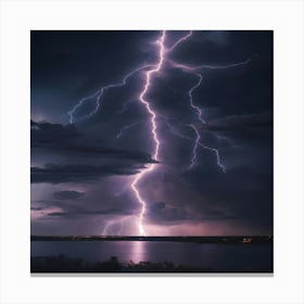 Lightning Over Lake Canvas Print