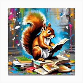 Squirrel Reading Book Canvas Print