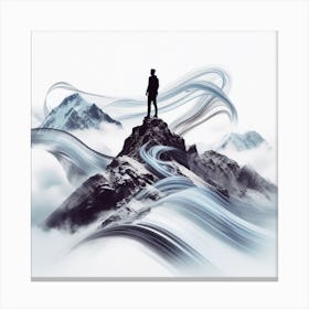 Man Standing On Himalaya Art Canvas Print