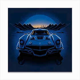 Car Blue Artwork Of Graphic Design Flat (38) Canvas Print