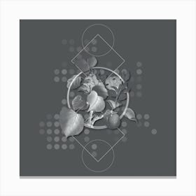 Vintage Apricot Botanical with Line Motif and Dot Pattern in Ghost Gray Canvas Print