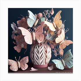 Butterflies In A Vase Canvas Print