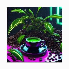 Neon Coffee Cup 1 Canvas Print