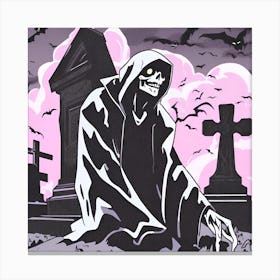 Skeleton In The Graveyard 3 Canvas Print