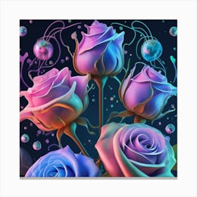 Abstract Painting Magical Organic Roses 4 Canvas Print