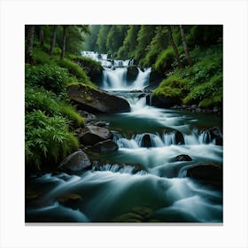 Waterfall In The Forest 26 Canvas Print