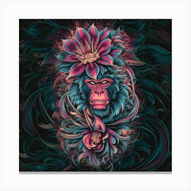 Gorilla With Flowers 1 Canvas Print