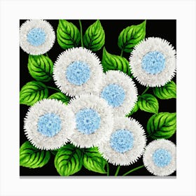 White And Blue Flowers 2 Canvas Print