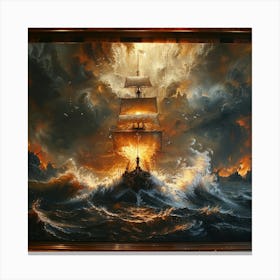 Ship In The Storm Canvas Print