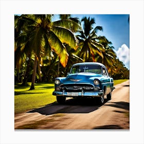 Classic Car On A Road Canvas Print