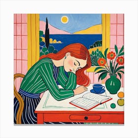 Girl Reading Canvas Print